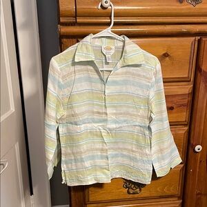 Talbots Striped Green and Blue Women's Top